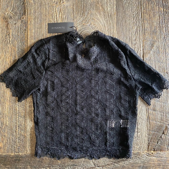 NWT Dynamite Short Sleeve Lace top ✨ - Picture 1 of 2